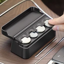 Dispensador de monedas de 4 ranuras para coche, recolector clasificador de monedas con resorte, Mini caja de seguridad de almacenamiento portátil para tienda y coche al aire libre, negro