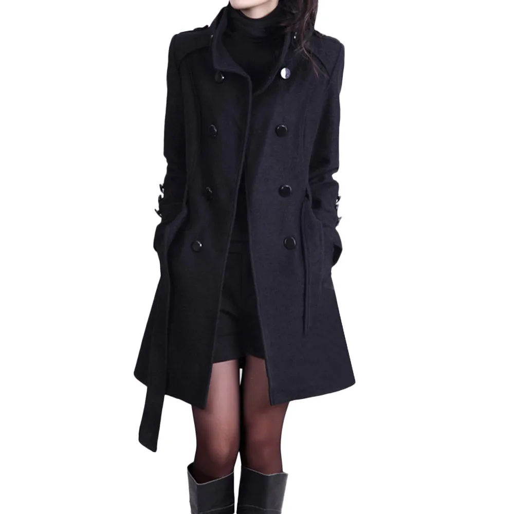 Women Winter Warm Jacket Coat With Belt Solid Color Korean Fashion Loose Long Sleeve Single-Breasted Thickened Overcoat Female