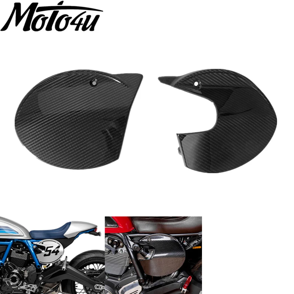 Carbon Fiber Side Panels Modification Motorcycle Side Fairing Accessories Number Plates For Ducati Scrambler Cafe Racer 2017