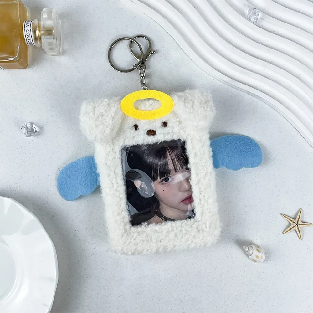 New Cute Angel Dog Card Protector Cartoon ID Protection Set Plush Photocard Holder PVC Slide Cover Card Bag Idol Photo Holder