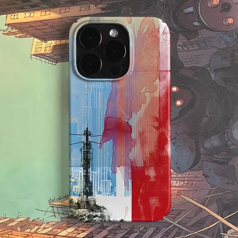 

Blue Red Collision Painting Phone Case for IPHONE 17 16E 15 PROMAX 14 Plus 13 12 MINI 11 PRO 16Plus XR XS Acrylic Phone Cover