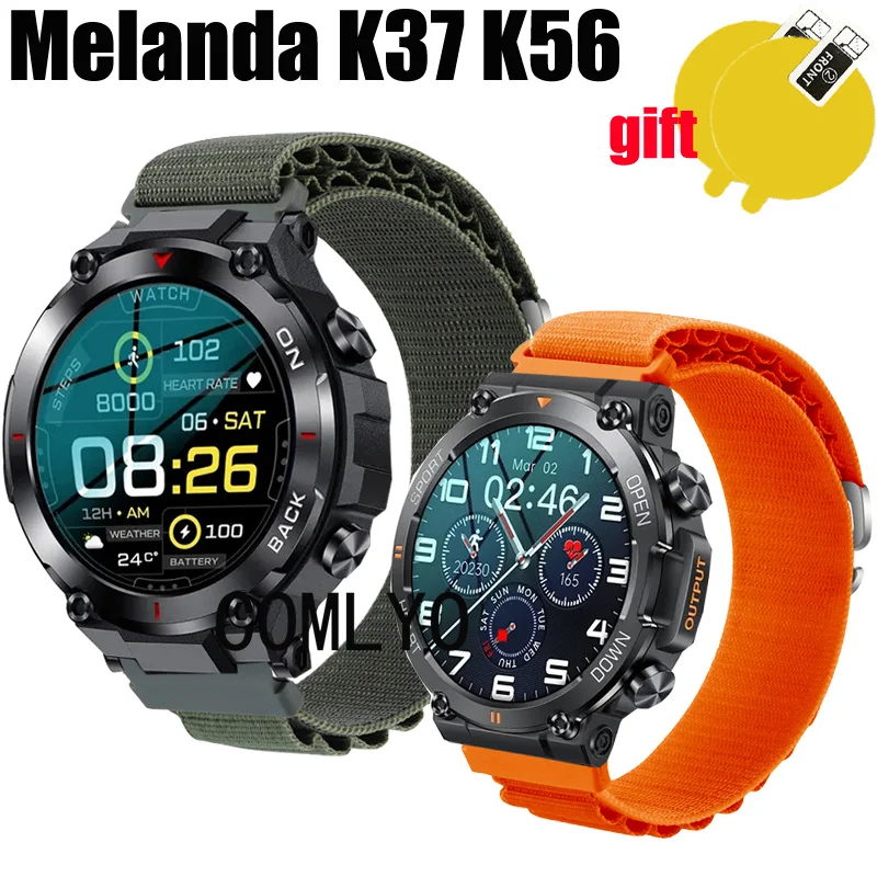 Band For MELANDA K56 K37 Smart Watch Strap women men Smartwatch Nylon Soft Bracelet Bands Belt Screen Protector film