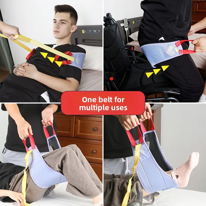 Bedridden Patient Waist Support Stand-Up Assist Belt - Manual Lift Strap with Handles for Elderly/Disabled Bed/Chair Rising Aids