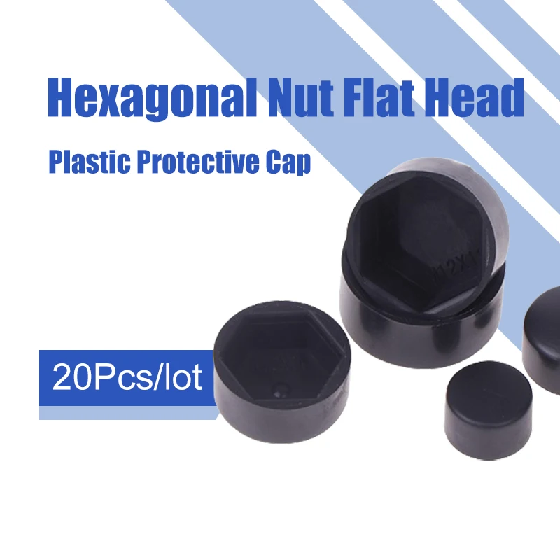 20Pcs Hexagonal Nut Flat Head Plastic Protective Cap External Hexagonal Screw Low Head Decorative Cap Dust-Proof Cover