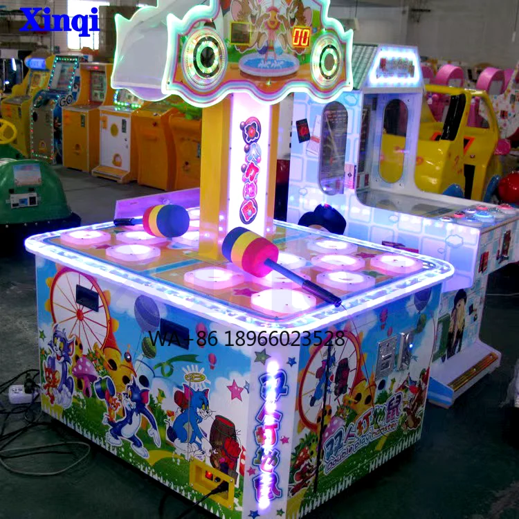 

Cheap Coin Operated 2 Players Whac-A-Mole Arcade Indoor Sports Naughty Beat Beans Games Machine Kids Hitting Hammer Game Machine