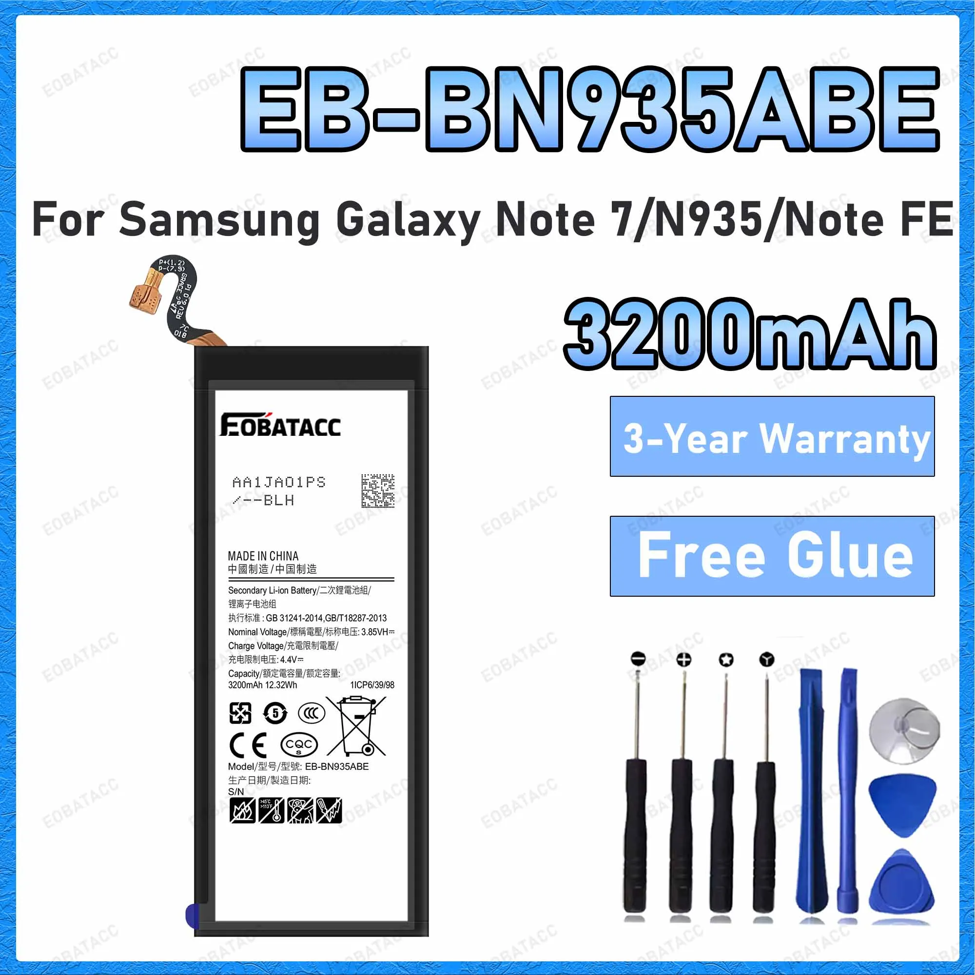 EB-BN935ABE 3200mAh Battery For Samsung Galaxy Note 7/N935/Note FE Batteries New High Quanlity+Free Tools