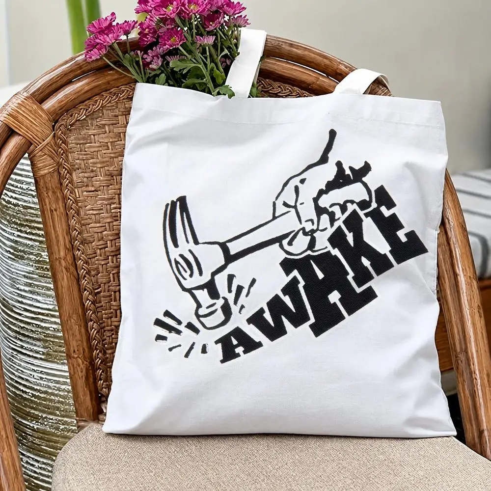 Streetwear Brand Awake NY Storage Bags Eco Canvas Tote Odorless Reusable Double Print Shopping Bag
