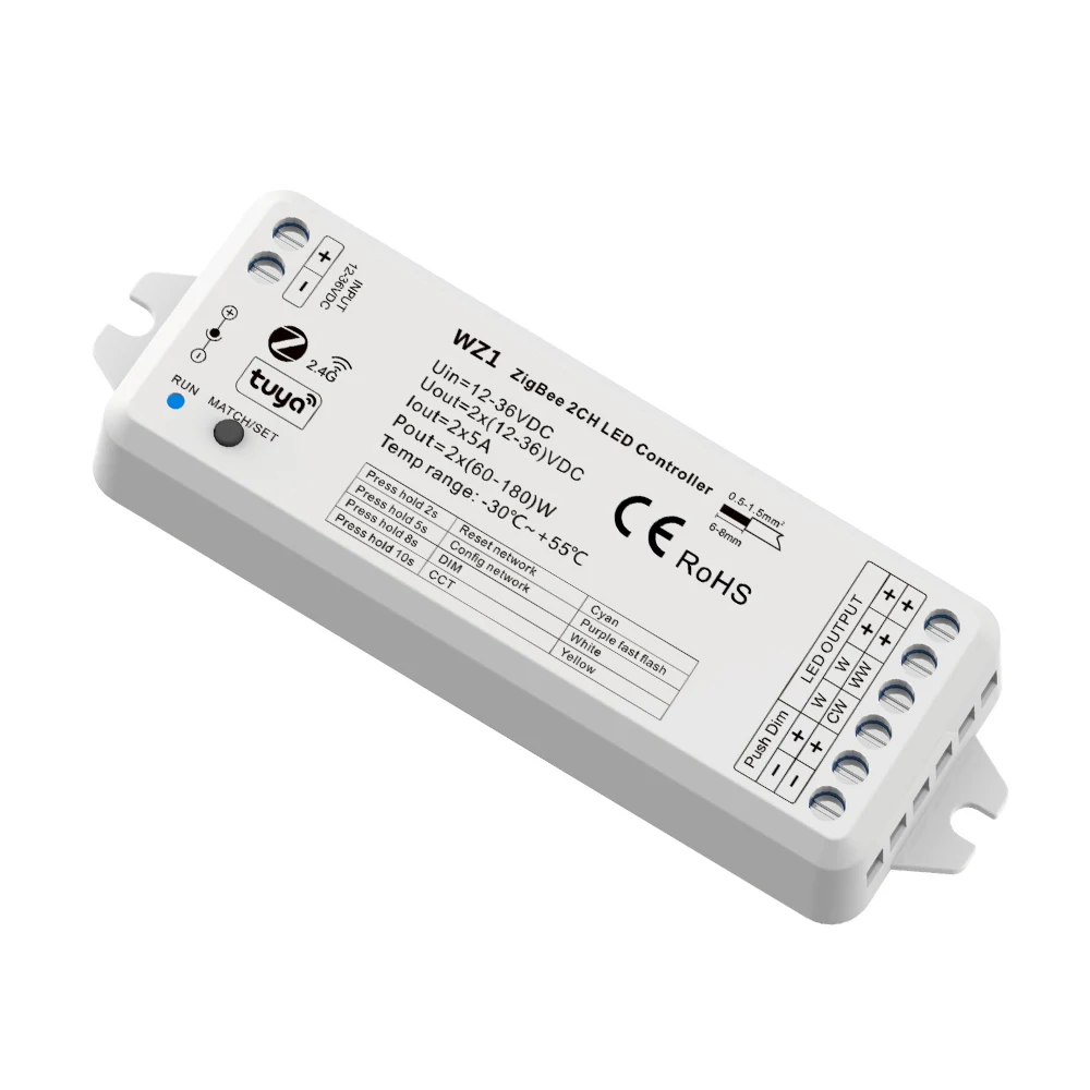 ZigBee LED Controller Dimmer Tuya Smart APP Control 5A For LED Strip DIM CCT RF 2.4G DC 12V 24V Works with Echo Alexa