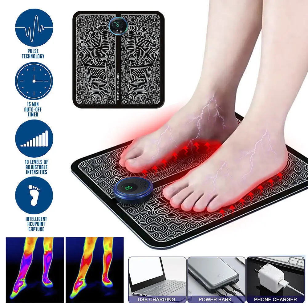 Electric Foot Massage Mat Relaxes Foot Acupoint Massage Mat Improves Blood Circulation 8 Modes 19 Level Relaxation USB Charging