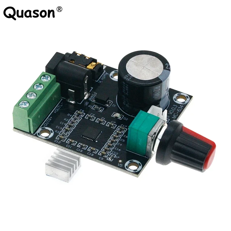 Super Slim 2 x 15W PAM8610 Class D Digital Dual Power Audio Amplifier Board 12V black