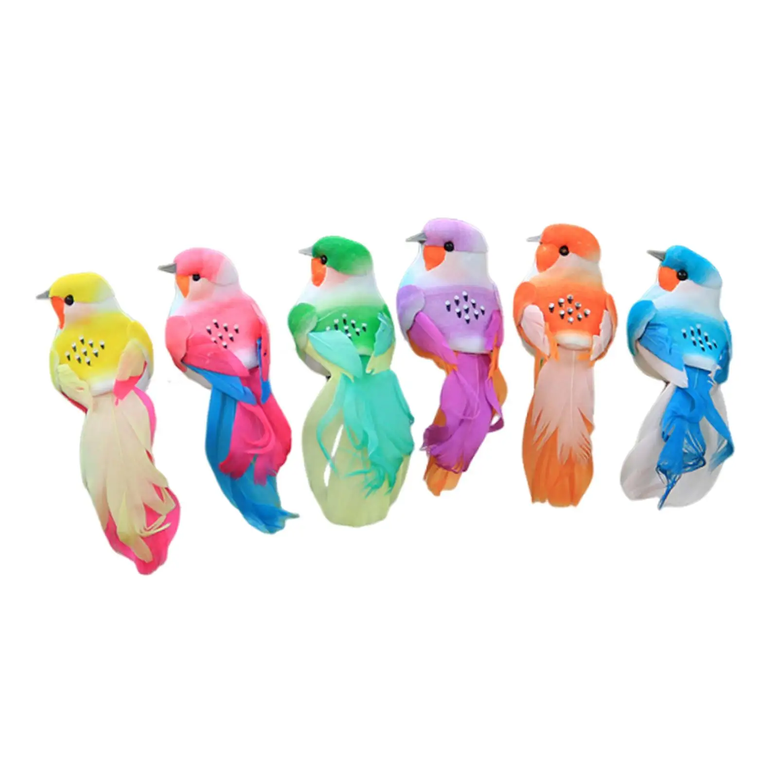 6x Artificial Birds Simulation Birds Decorative Lifelike Floral Arrangements for Yard Art Branches Wreaths Wedding Decoration
