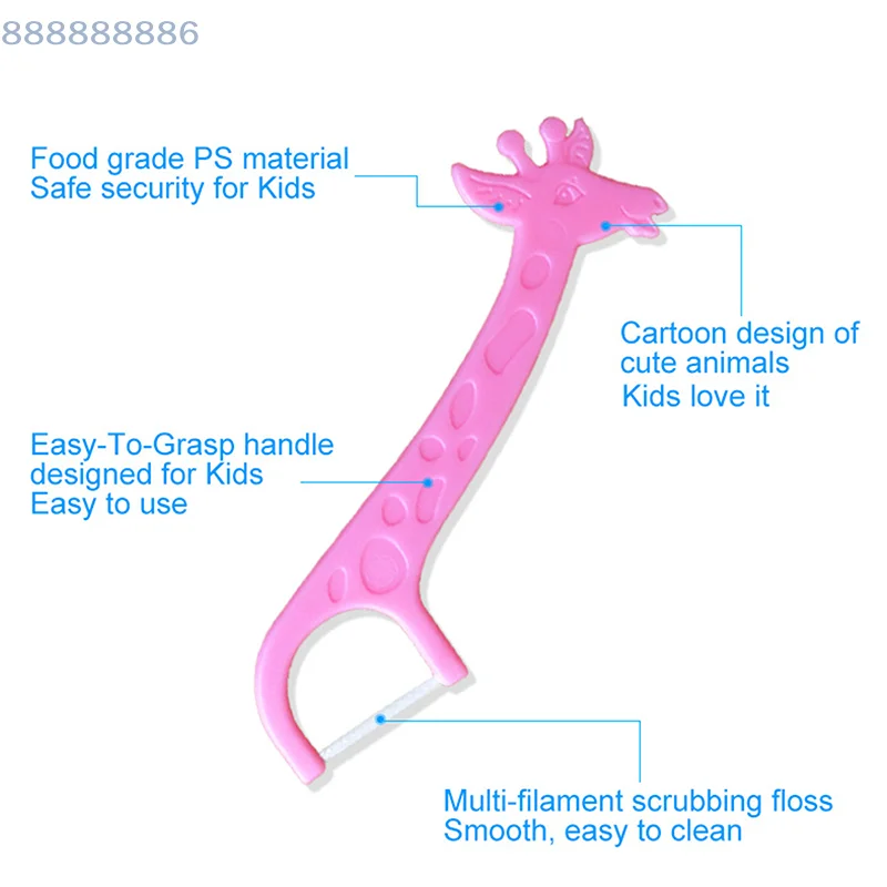 [B]Interdental Floss Clean Teeth Tool Super Thin Floss Stick 40Pcs Children's Dental Floss Four Cartoon Animal Shape Toothpicks