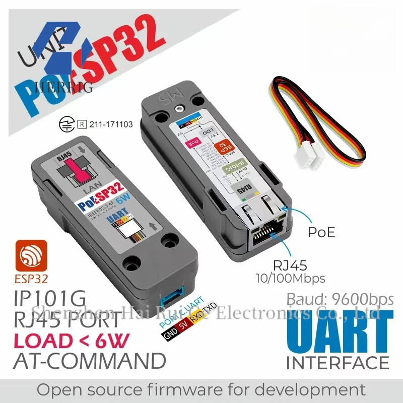 Official M5Stack ESP32 PoE Ethernet Controller for Data Communication and Remote Control, Supports Secondary Development