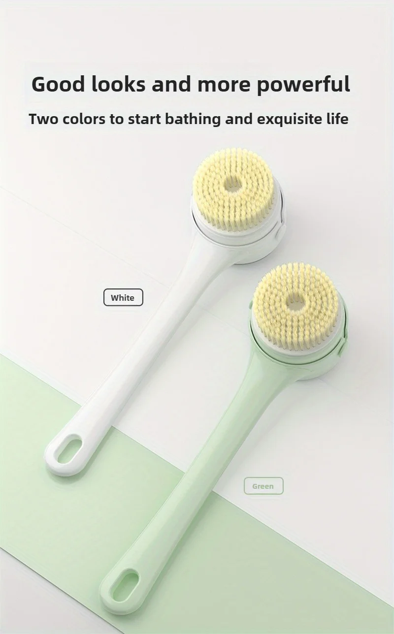 Electric Shower Brush LED Display Rotating Multifunctional Shower Brush 5 Brush Heads 3-Speed Detachable for Back Face & Shower