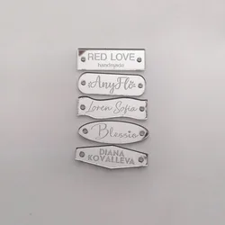 Personalized Hand Made Clothes Labels Tags Engraved Handmade Acrylic Clothing Tag DIY Bags Sewing Garment Accessories10/30/50Pcs