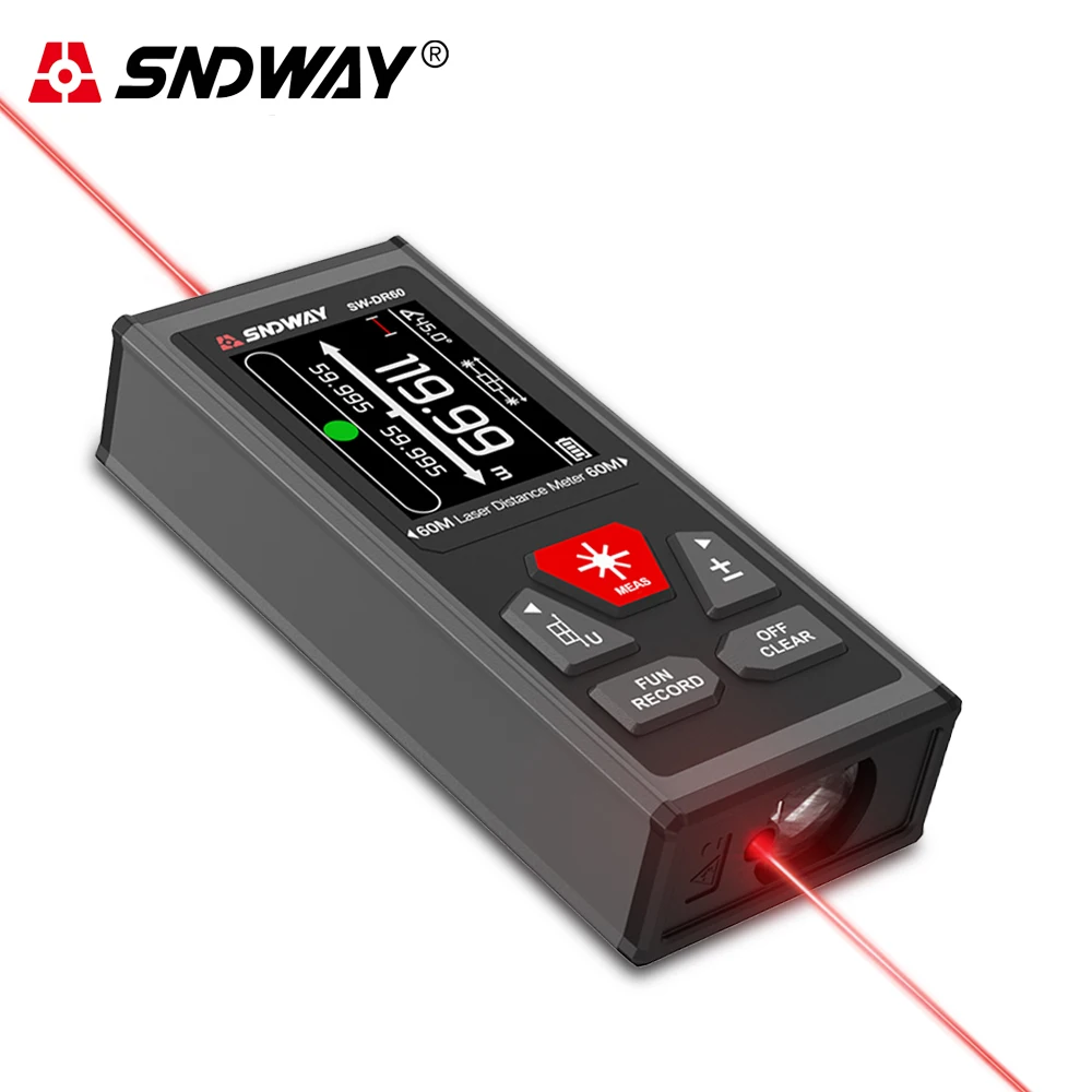 SNDWAY Dual Laser Distance Meter Trena Laser Tape Bidirectional Range Finder Build Measure Device Ruler Bilateral Rangefinder