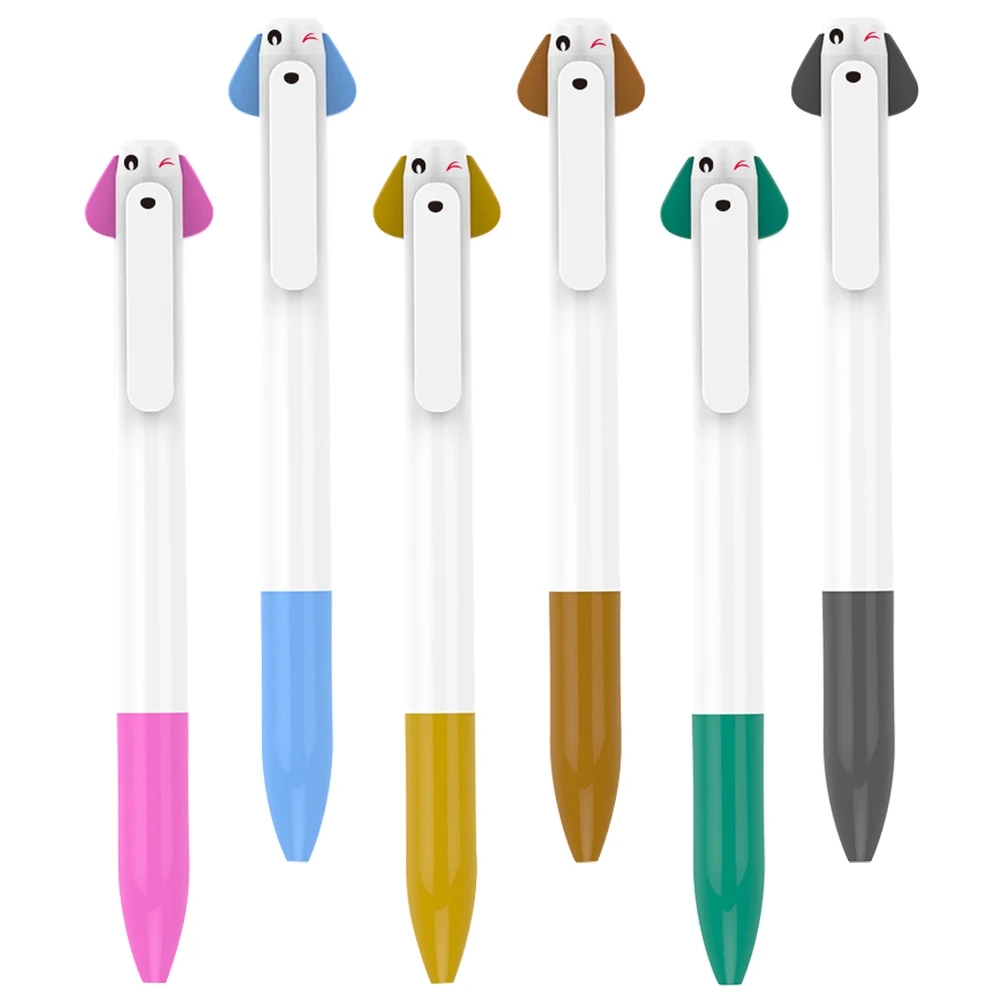 

6 Pcs Ballpoint Pen Fun Cartoon Animal Pens Household Novelty Plastic Press Stationery