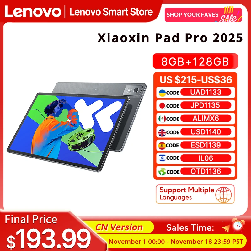 정품 중국판 Lenovo Xiaoxin Pad Pro 2025, 12.7인치 태블릿, Dimensity 8300 프로세서, 2.9K 해상도, 144Hz 주사율, 10200mAh 배터리, Android 14 운영체제, 태블릿 PC.