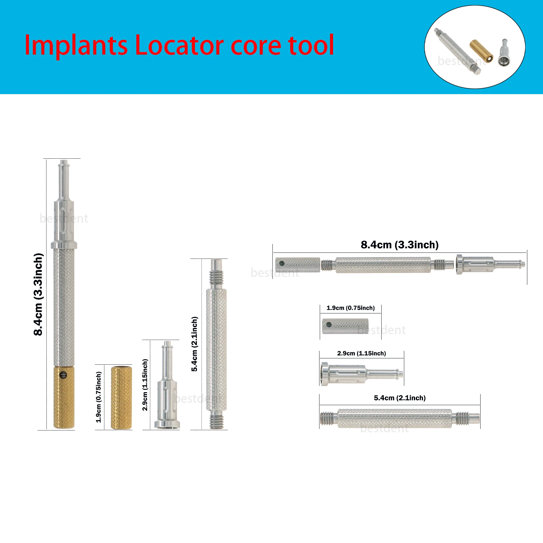 Implant 3-IN-1 Locator Core Tool Retention Caps Insertion Extraction Tool