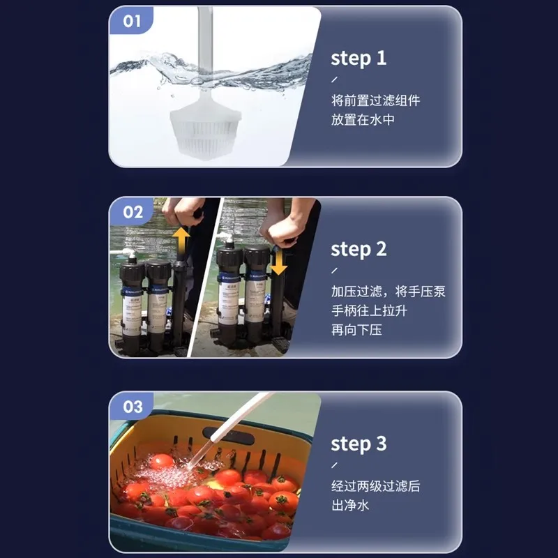 Outdoor Water Purifier Portable Hand Pressure Filter Individual Field Camping Vehicle Survival Drinking Water Ultra Filter image 3