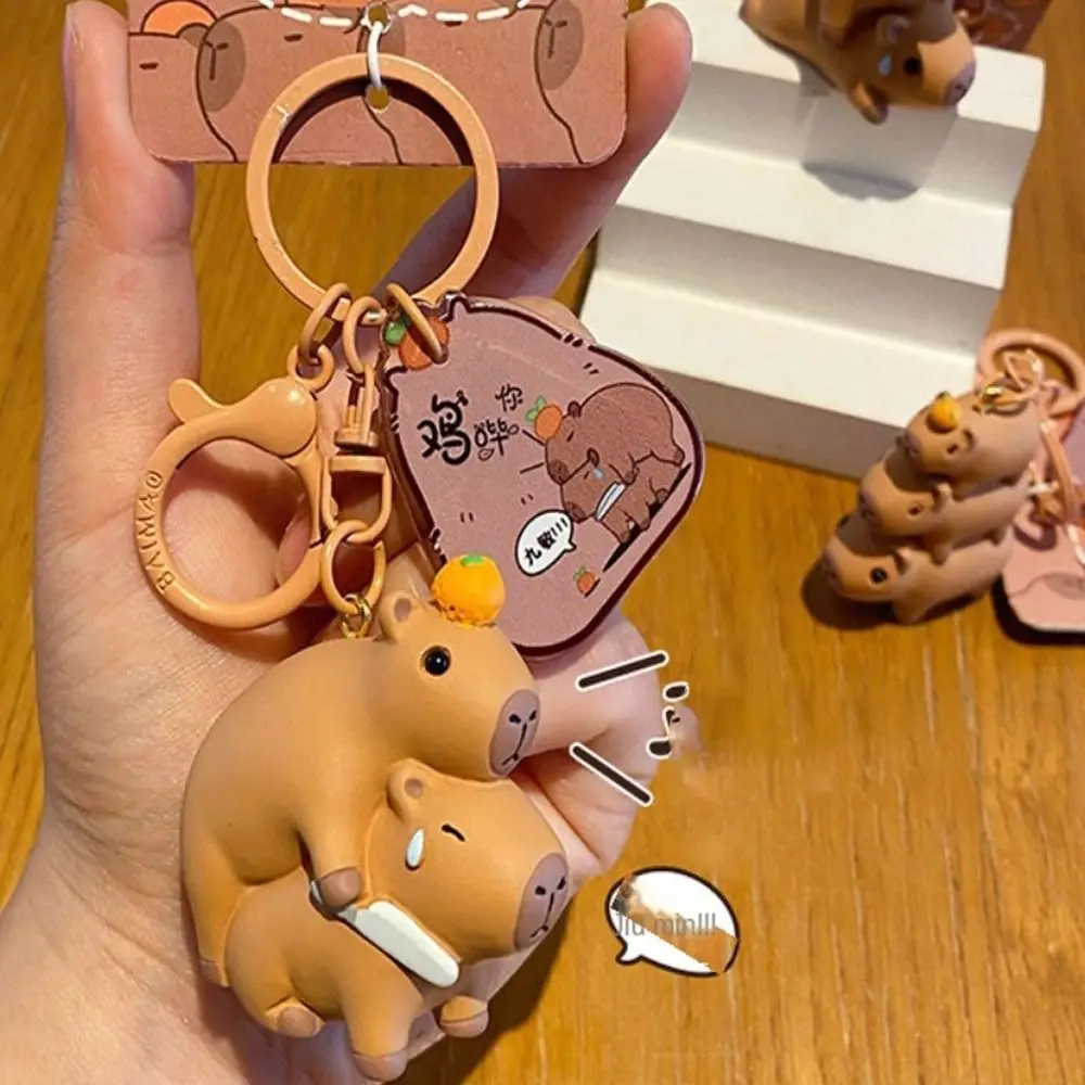 Kawaii Capybara Keychain Unisex Creative Cute Capybara Pendant Lovely Cartoon Capibara Keyring Bag Hanging