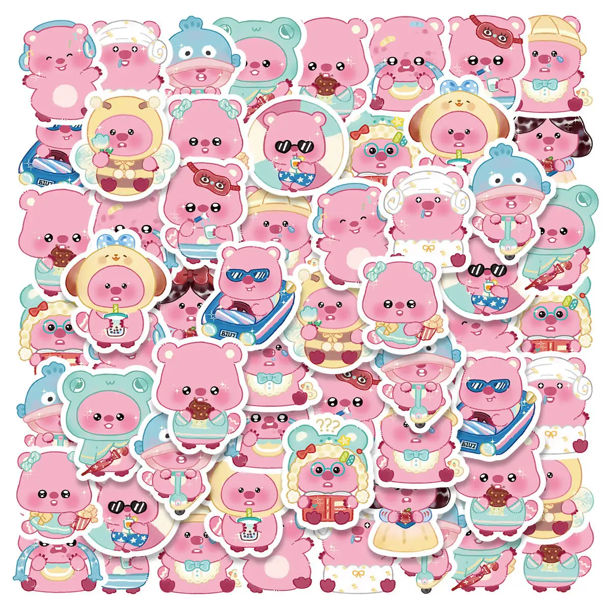 45pcs PVC Cute Cartoon Animation Kawaii Beaver Loopy Fun Collage 15 Styles, 3 of Each,Student DIY Scrapbooks Decoration Stickers