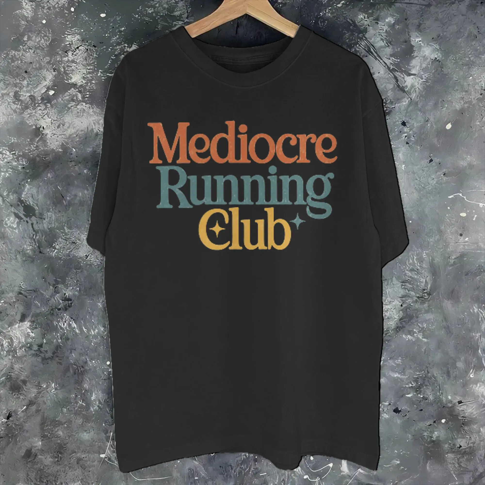 Retro Runner Funny Mediocre Running Club  Graphic T Shirt for Men Women  Cotton  Tee Shirt Clothing