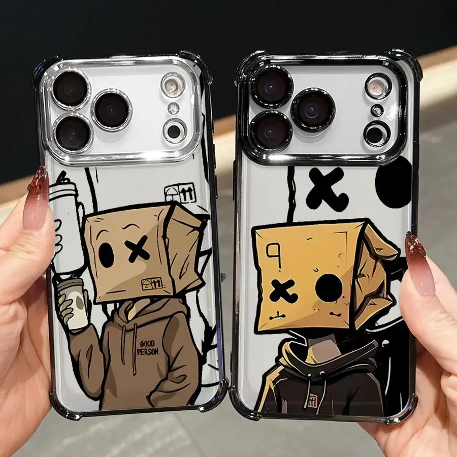 حافظة هاتف لهاتف ابل ايفون 17 اير 16e 16 15 14 بلس 13 12 11 برو ماكس غطاء ناعم نمط رجل ورقي كرتوني