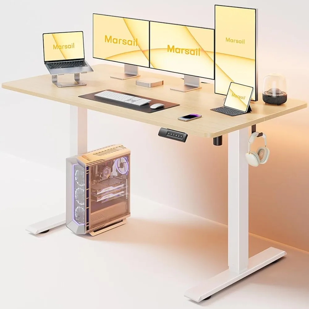 

Electric Standing Desk Adjustable Height, 55 * 24 Inch Sit Stand up Desk for Home Desk with 3 Memory Presets, Headphone Hook