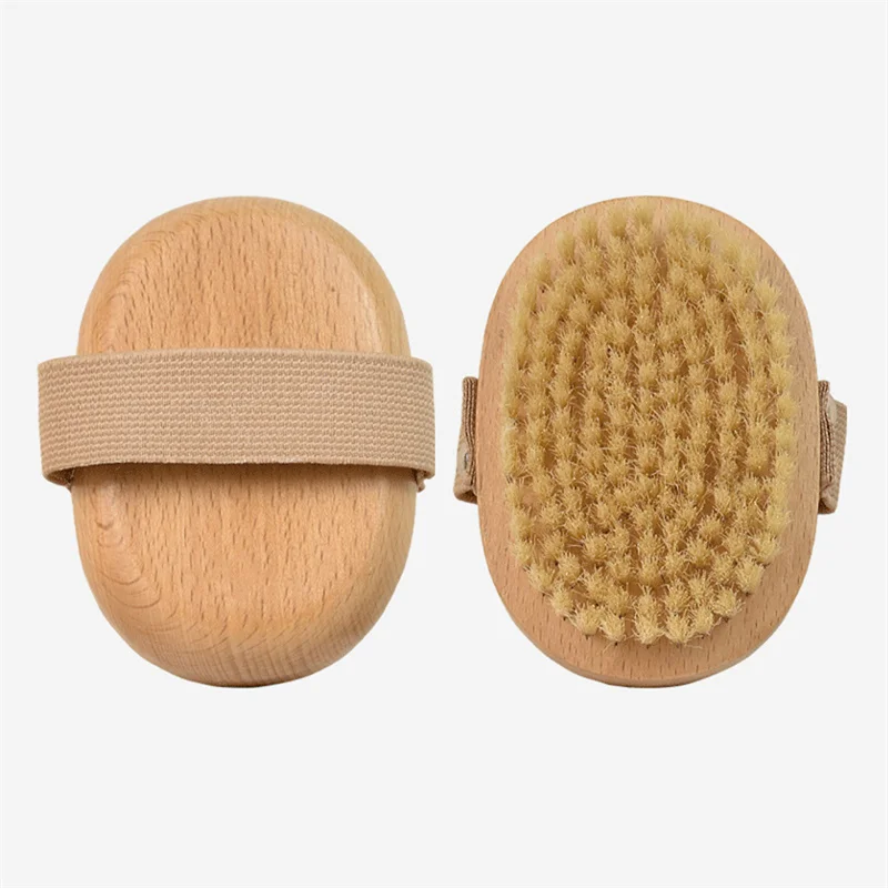 Oval Wooden Natural Soft Hair Brush Wet & Dry Body Care SPA Soft Hair Shower Massager Lifestyle Products