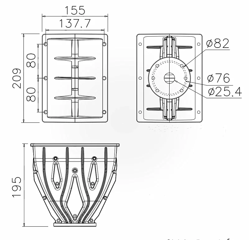 MW Audio Line Array Wellenleiter für professionelle Lautsprechersysteme, Größe: 210L*154W*195H, 1"、1.4'' – Detail 2