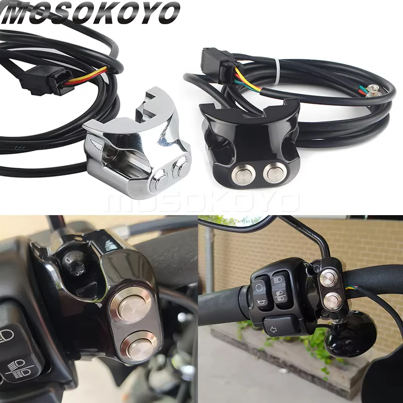 Motorcycle 25mm Handlebar Switch 2 Button Air Ride Switches Controller 3 Wires For Harley Dyna Sportster V-Rod AERO AERO-A XL883