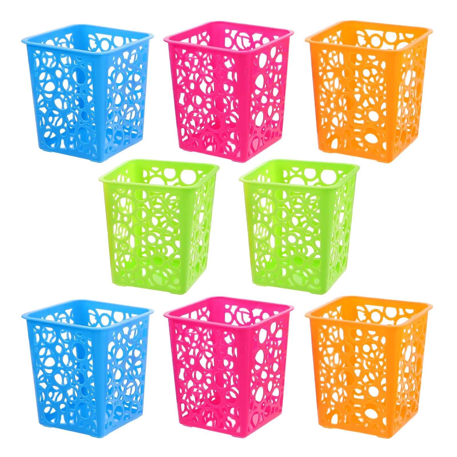 

8Pcs Square Pencil Holder Desktop Storage Basket Organizer Mini Trash Can School Supplies Desktop Pencil Pen Holder