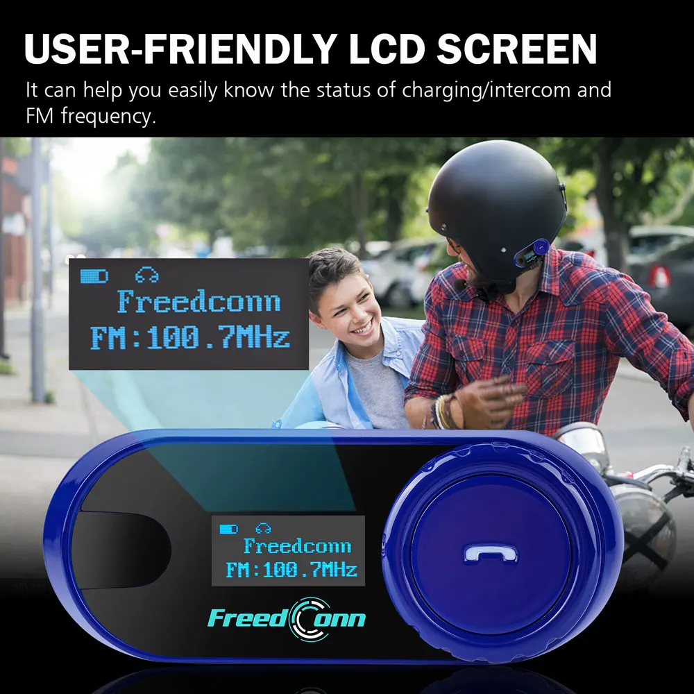 FreedConn Motorcycle Helmet Intercom Bluetooth Headset Headphones FM Music Share Intercomunicador Moto