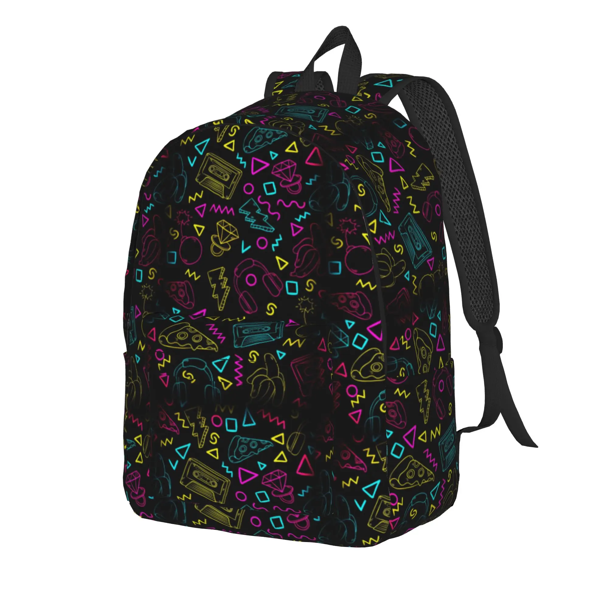 Novel Fun Neon Graffiti Chaos Art Backpack  Travel Backpacks Female Fun School Bags Custom Soft Rucksack