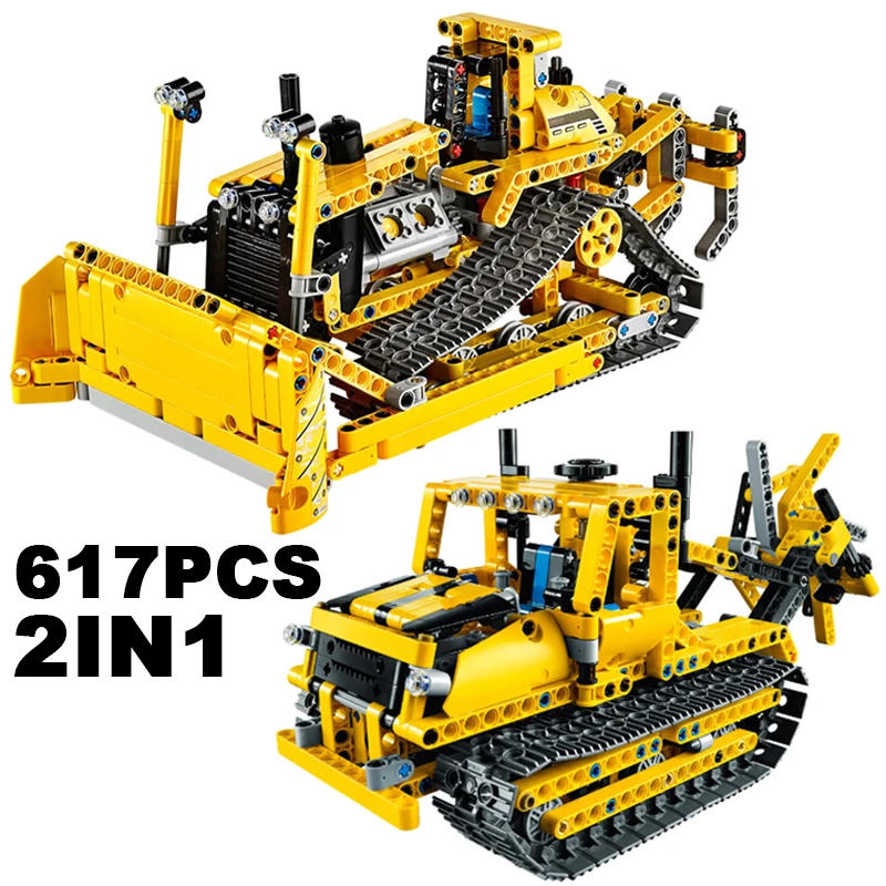 

Технические 617 шт. 2в1 бульдозер, строительные блоки, городской инженерный автомобиль, строительные кирпичи, игрушки, подарок для детей, мальчиков и взрослых