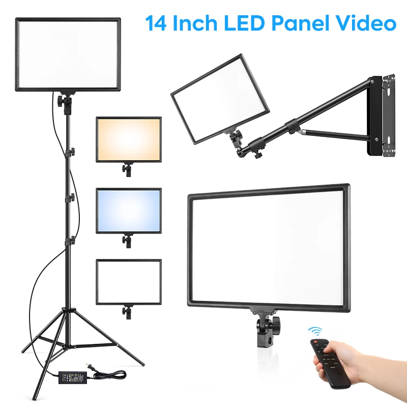 35x25cm 17inch LED Panel Video Light Square Diffuser Power Mode Dimmable Light With Tripod Stand/boom arm For MakeUp Video Lamp