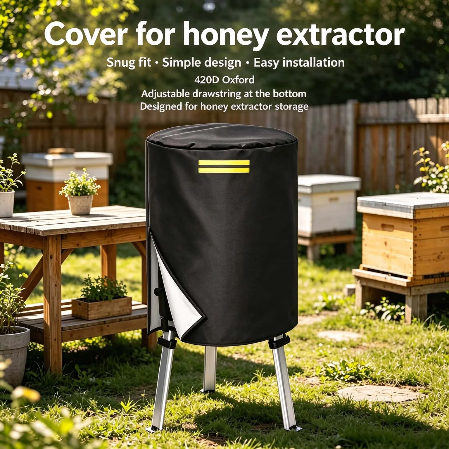 Black Honey Extractor Cover with Green Reflective Strip Applicable to Honeycomb Drum Cylindrical Extractor Protective Cover