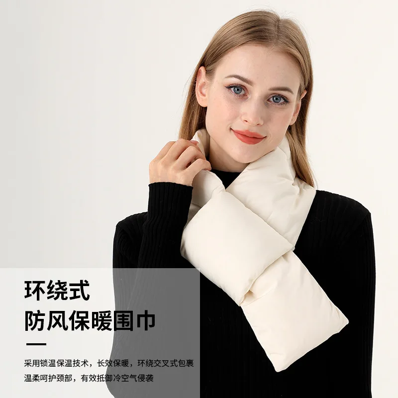 

New Thicken Warm Down Cotton Padded Winter Scarf Women Korean Brief Solid High Street Bib False Collar Neck Color Wholesale