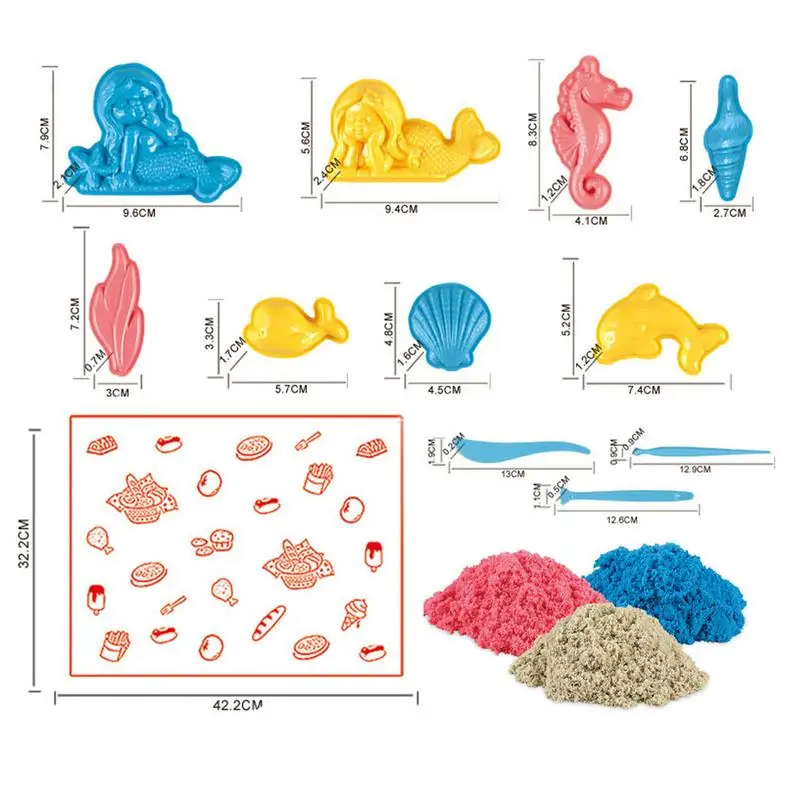 Caixa de areia brinquedos sensoriais jogar areia bin artesanato conjunto para meninas não-pegajoso sensorial bin playset crianças brinquedos ao ar livre para praia casa interior