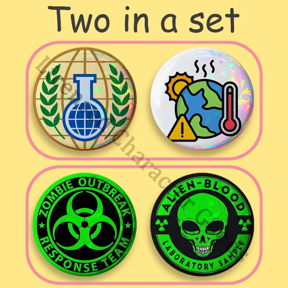 B-Biochemical C-Crisi H-Hazards Symbol 2-Piece Set Badges Merchandise Cosplay Nijigen Otaku Culture Large 75 58 44 32 25 mm Mini