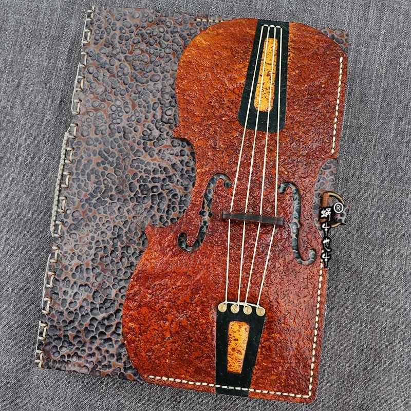 Handmade violin A5A6 loose-leaf notepad first layer cowhide diary handbook retro kraft paper notebook
