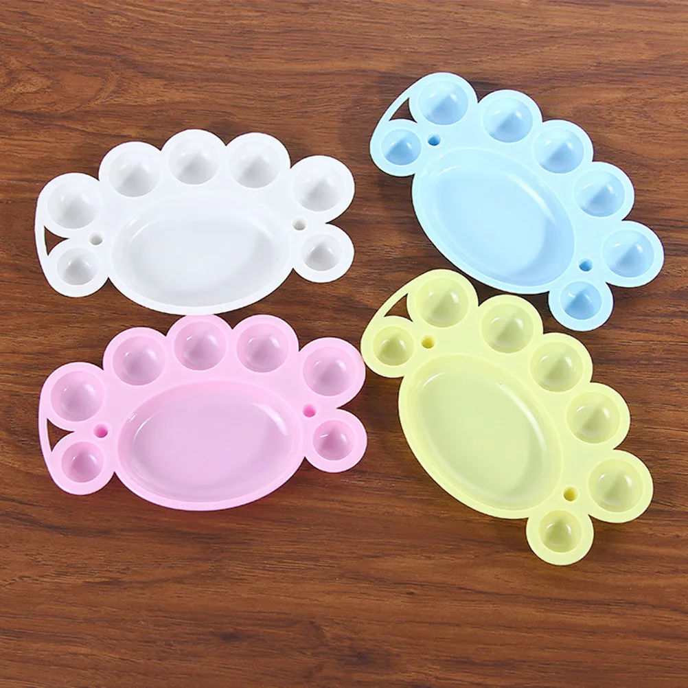 7-Compartment Plastic Paint Tray with Central Mixing Reservoir Lightweight Stackable for Kids Art Parties Watercolor Acrylic
