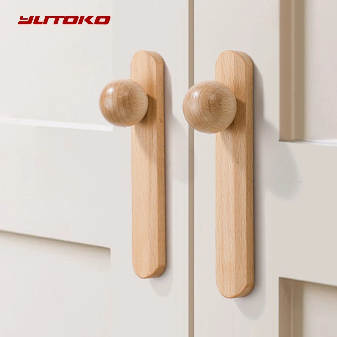 YUTOKO Cabinet Handles Scandinavian Drawer Solid Wood Furniture Door Pulls Drawer Round Knobs Cabinet Wood Pulls Home Decoration