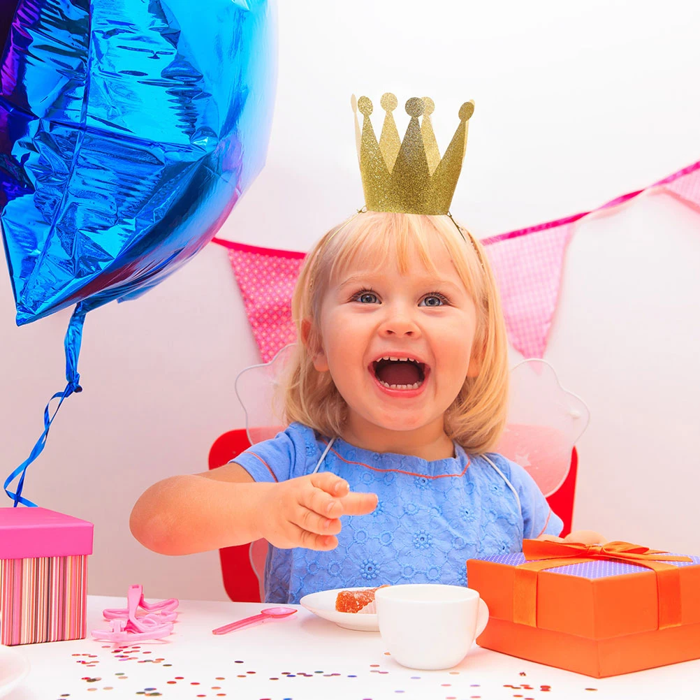 

12 Pcs Hats Children Birthday Headdress Kids Glitter Party Crowns Children Headwear Paper Crowns For Kids Decorations