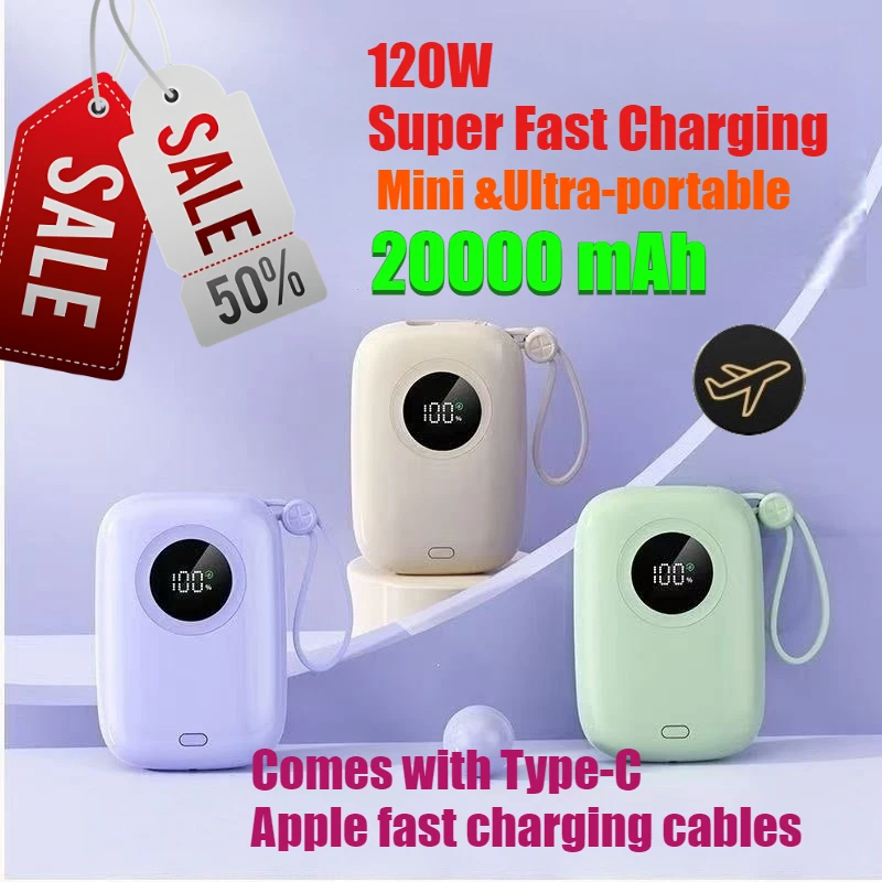 

120W 20000mAh Portable Power Bank Fast Charging Compatible with All Series of Smartphones