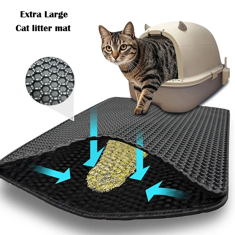 Extra große EVA-Katzenstreu-Matte, doppellagige, wasserdichte Katzenstreu-Matte, Katzentoilettenmatte, Haustier-Toilettenmatte, Katzen-Toilettenmatte