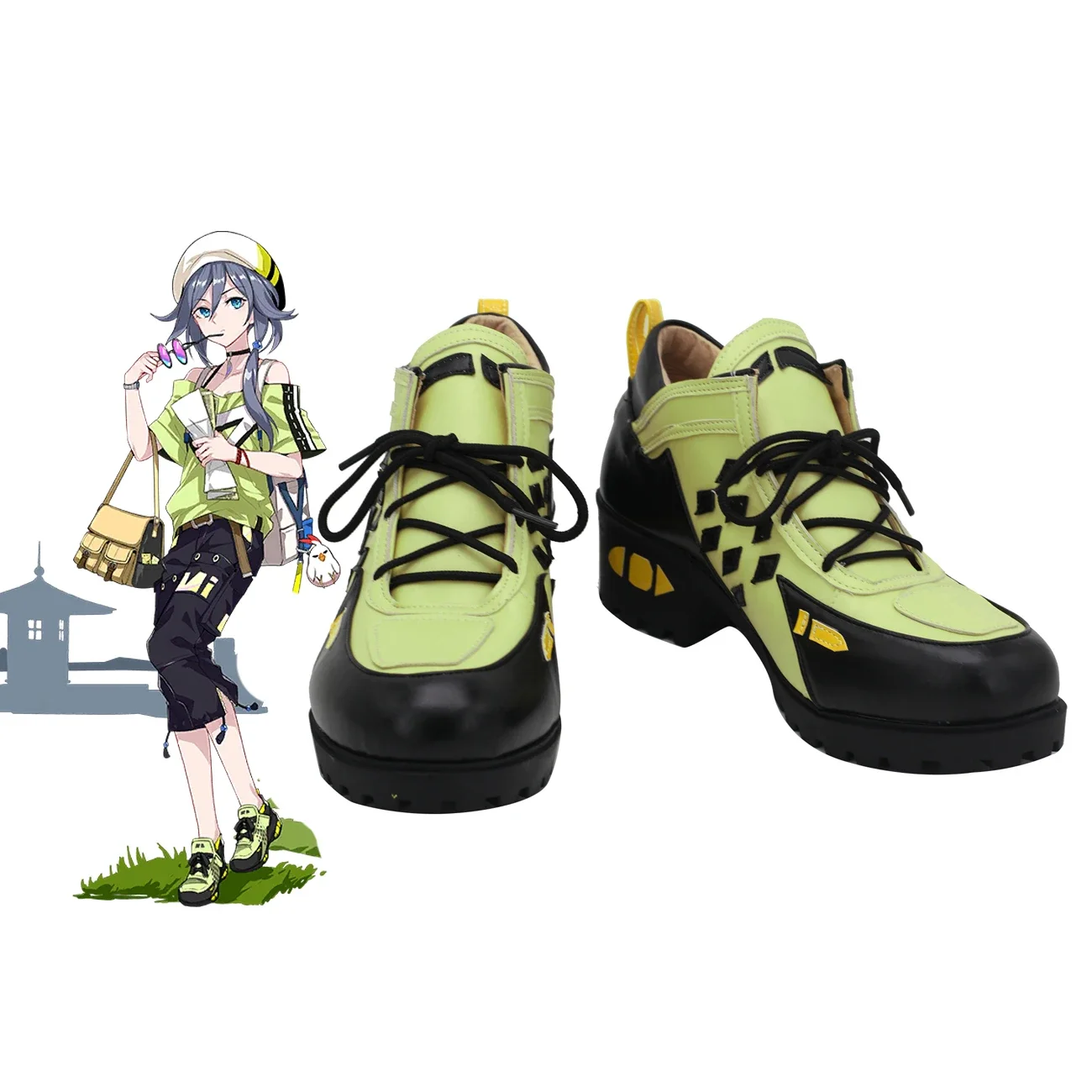 

Honkai Impact 3 Fu Hua Spring Traveller Cosplay Shoes Green Boots Custom Made Any Size