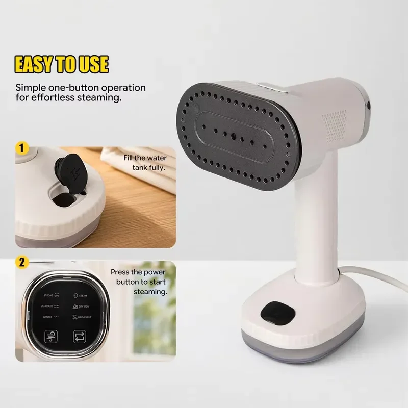 Portable Handheld Garment Steamer Quick Heat Travel Iron with Water Tank for Home Office Hotel Fabric Care Clothes Wrinkle