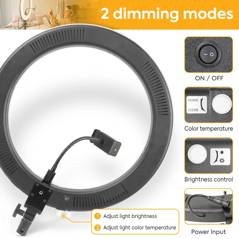 19-Inch Ring Light With Stand, 3 Color Modes 60w Led Ringlight Kit With Phone Holder,Handbag For Youtube Videos Camera Shooting